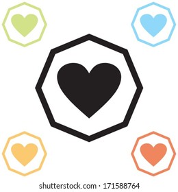 Heart. Set of vector icons. EPS-10 (non transparent elements,non gradient)