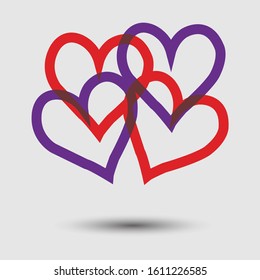 Heart set vector.New love design on cool background.