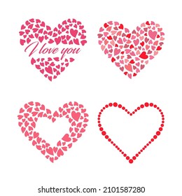 Heart set for wedding and Valentine's day, love, vector illustration isolated on white background.