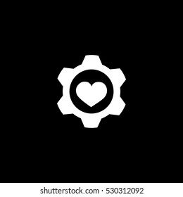heart setting icon, isolated, white background