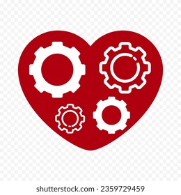 Heart setting symbol with gear. Vector illustration.