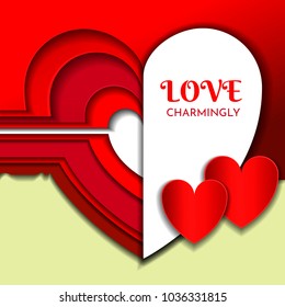 Heart of several layers of paper. Decorative element for romantic design