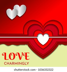 Heart of several layers of paper. Decorative element for romantic design