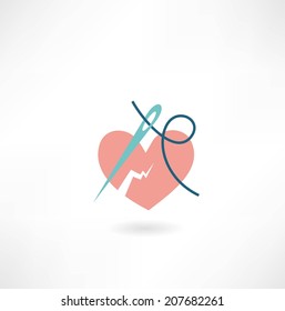 heart sewn thread icon