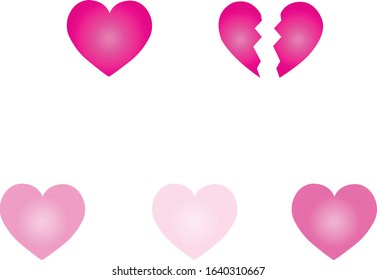 Heart shading pink red on a white background.