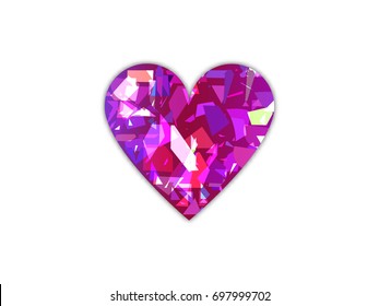 Heart with shadow on white background. Geometric particles. Symbol of love icon. Vector illustration