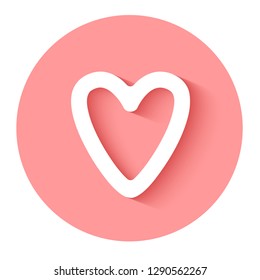 Heart with shadow. Vector icon isolated on white background