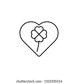 Heart, Shamrock, four leaves icon. Simple thin line, outline vector of Saint Patrick's Day icons for UI and UX, website or mobile application