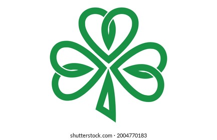 Heart Shamrock leaf Patrick's Day Vector and Clip Art