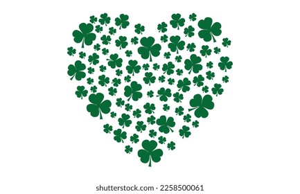 Heart shamrock Three leaf Irish holiday. Saint Patrick's day Vector and Clip art