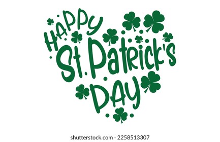 Heart shamrock Three leaf Irish holiday St. Patrick's Day Vector 