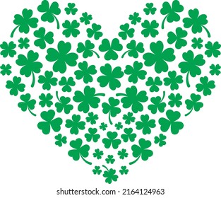 Heart of Shamrocks Clover Isolated Vector 