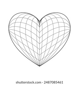 Heart shape in a 3D abstract vector design with a seamless geometric grid pattern for modern visual concepts.