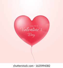 Heart shape 3d realistic balloon isolated on white background. Heart shape. Happy Valentines day. Vector illustration.