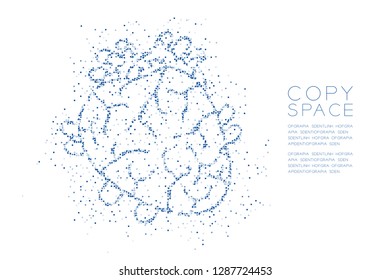 Heart shape Abstract Geometric Square box pixel pattern, Medical Science Organ concept design blue color illustration isolated on white background with copy space, vector eps 10
