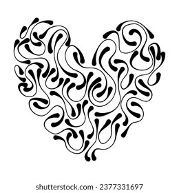 Heart shape with abstract stoke lines, vector illustration.
