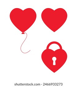 Heart shape air gift balloon and padlock icon