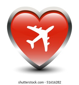 Heart Shape Airplane Sign Icon
