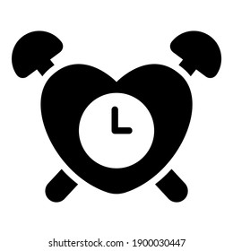 heart shape alarm clock black icon