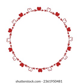 arte de flecha de forma de corazón dibujado en forma de marco redondo