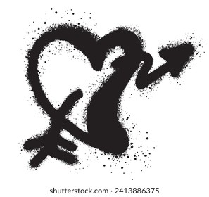heart shape with arrow. graffiti vector illustration isolated on white background..