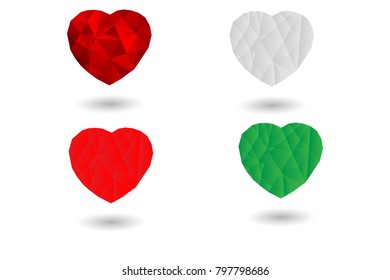 heart shape art is isolated with white background, low poly effect and diamond art, vector art and illustration, Valentines's day concept.