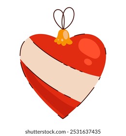 Heart shape ball for Christmas and New Year. Trendy design illustration perfect for banners, cards, print