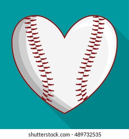 Heart shape of ball icon. baseball sport competition and hobby theme. Colorful design. Vector illustration