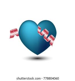 heart shape ballon vector with ribbon