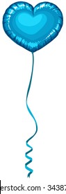 Heart shape balloon in blue color illustration