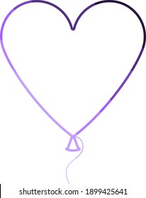 Heart Shape Balloon Icon. Flat Color Ladder Design. Vector Illustration.