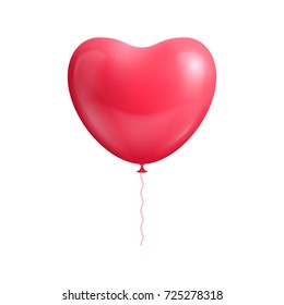 Heart shape balloon isolated. Balloon heart shaped isolated red for designers and illustrators. Gasbag red color in the form of a vector illustration