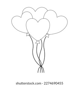 Heart shape balloon outline vector illustration clipart