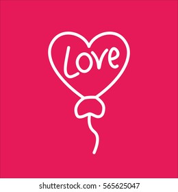 heart shape balloon romantic line icon