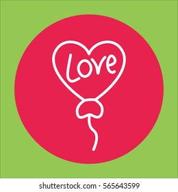 heart shape balloon romantic line icon