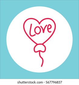 heart shape balloon romantic line icon