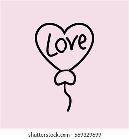 heart shape balloon romantic line icon