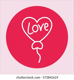 heart shape balloon romantic line icon