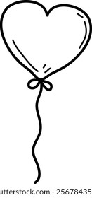 Heart Shape Balloon Sketch Vector Illustration