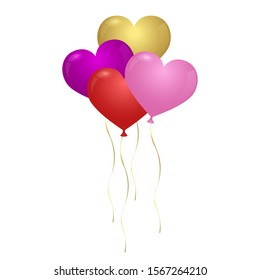 Heart shape balloon vector design illustration isolated on white background