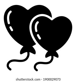 heart shape balloons black icon