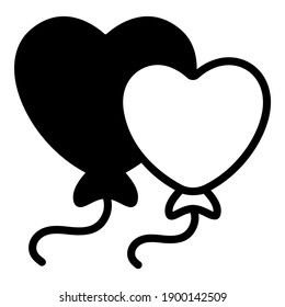 heart shape balloons black vector icon