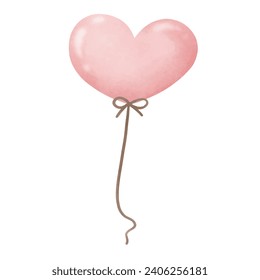 Heart shape balloons decoration. Vector Illustration watercolor style