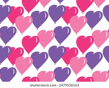 heart shape balloons, seamless pattern. holiday romantic symbol, decorative element for discount coupon, poster, banner, greeting card, invitation, wrapping paper, Valentine's Day card, love symbol