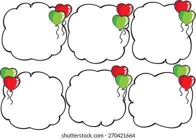 heart shape balloons with speech bubble