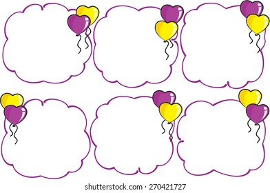 heart shape balloons with speech bubble