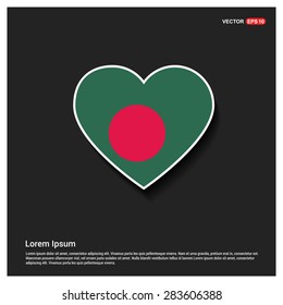 Heart Shape Bangladesh Flag