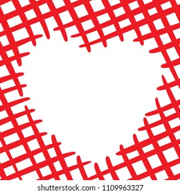 Heart shape banner frame, Banner doodles heart shape red frame, Frame art line drawn free hand heart shape for banner, Art drawn heart-shaped frame for design card valentine or wedding love (vector)