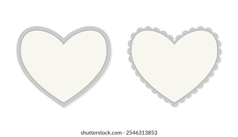 Heart shape banner template basic and scalloped. Clipart image isolated on white background