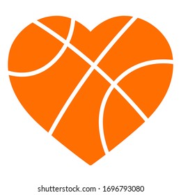 Heart Shape Basketball Ball Vector Illustration Isolated On White Background 